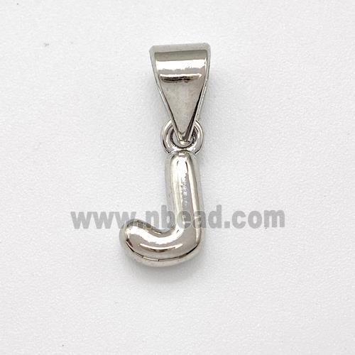 Copper Letter-J Pendant Platinum Plated