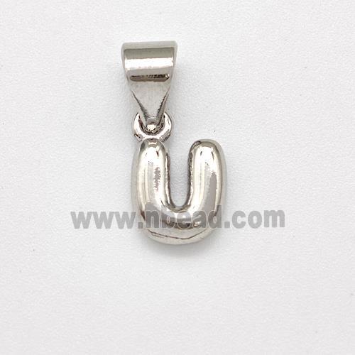 Copper Letter-U Pendant Platinum Plated