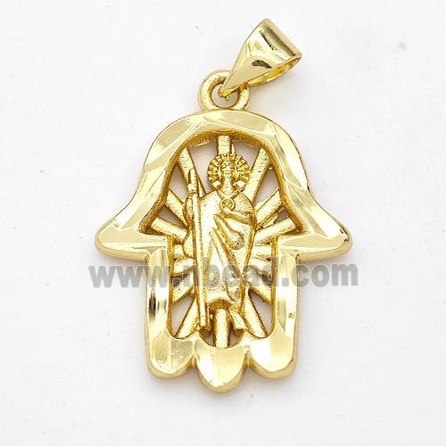 Saint Jude Charms Copper Hand Pendant Gold Plated