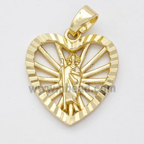 Saint Jude Charms Copper Heart Pendant Gold Plated