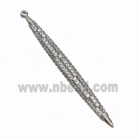 Copper Spike Pendant Micropave Zirconia Platinum Plated