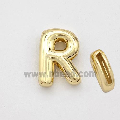 Copper Letter-R Beads Gold Plated
