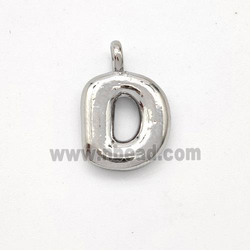 Copper Letter-D Pendant Platinum Plated