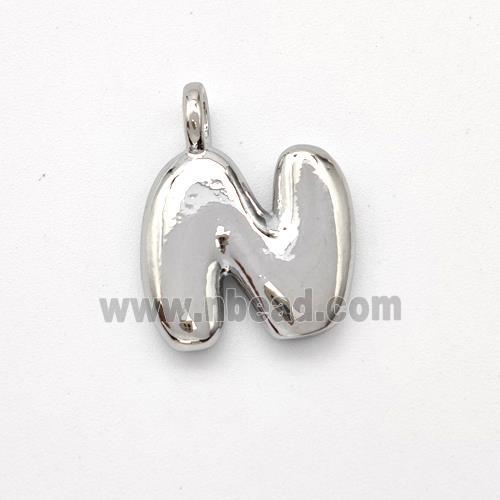 Copper Letter-N Pendant Platinum Plated