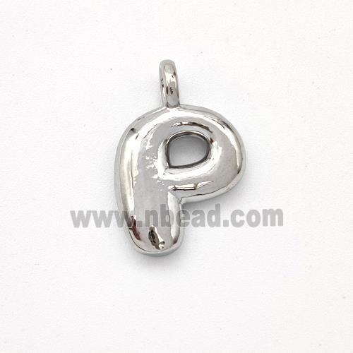 Copper Letter-P Pendant Platinum Plated