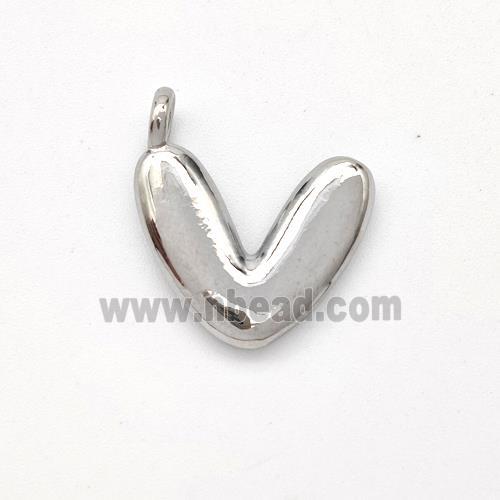 Copper Letter-V Pendant Platinum Plated