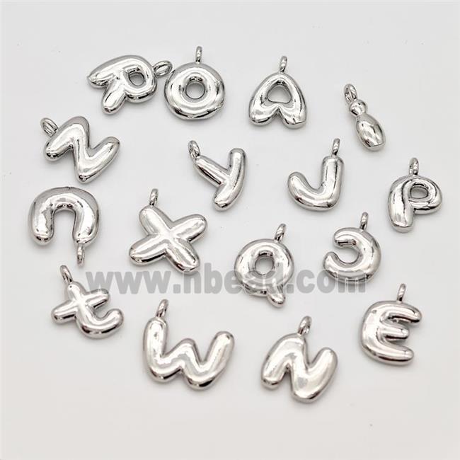 Copper Alphabet Pendant Mix Letters Platinum Plated