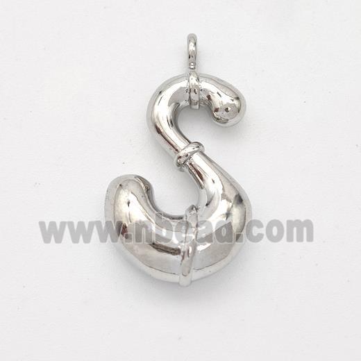 Copper Letter-S Pendant Platinum Plated