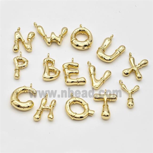 Copper Alphabet Pendant Mixed Letters Gold Plated