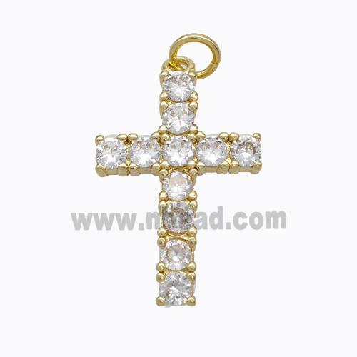 Copper Cross Pendant Pave Zirconia Gold Plated