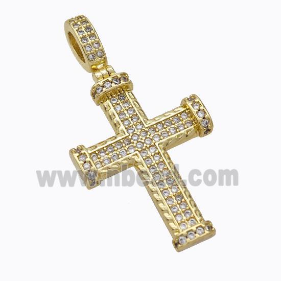 Copper Cross Pendant Pave Zirconia Gold Plated