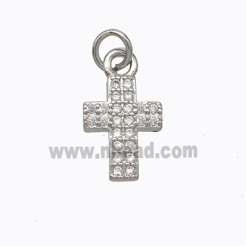 Copper Cross Pendant Pave Zirconia Platinum Plated