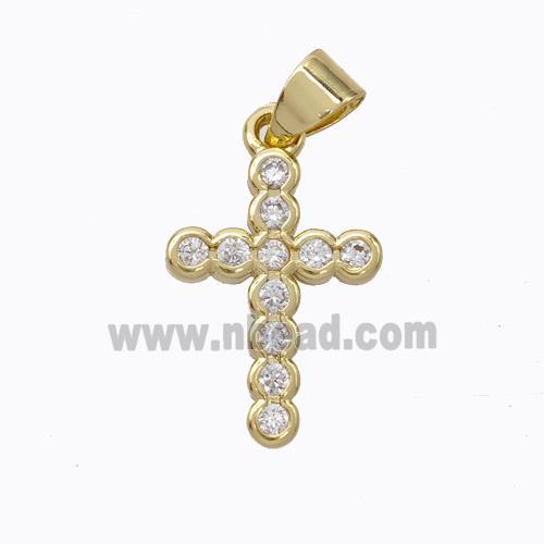 Copper Cross Pendant Micropave Zirconia Gold Plated