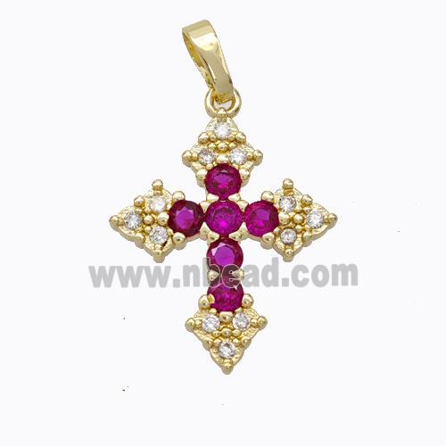 Copper Cross Pendant Micropave Zirconia Gold Plated