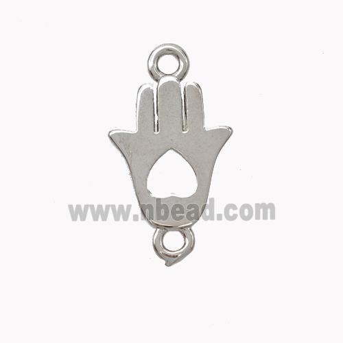 Copper Hamsahand Connector Heart Platinum Plated