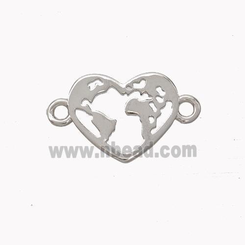 Copper Heart Connector Earthmap Platinum Plated