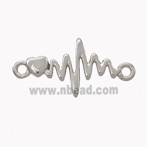 Cardiogram Charms Copper Connector Platinum Plated