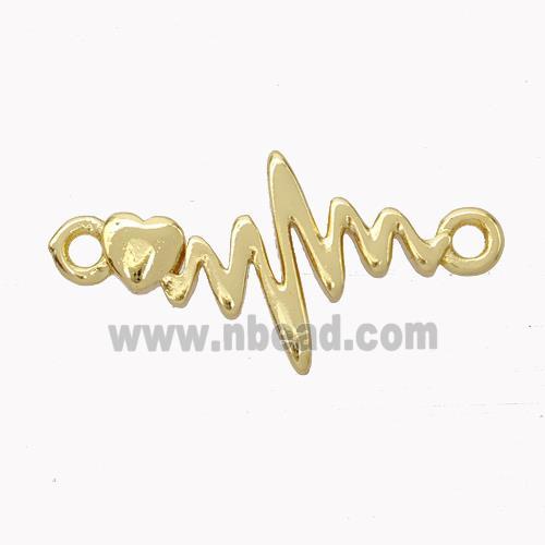 Cardiogram Charms Copper Connector Gold Plated