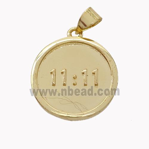 Double 11 Copper Circle Pendant Eleven Gold Plated