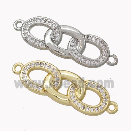 Copper Links Connector Micropave Zirconia Mixed