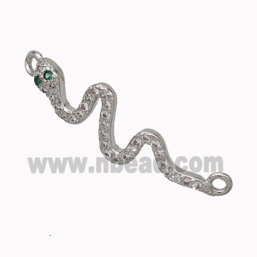 Copper Snake Connector Pave Zirconia Platinum Plated