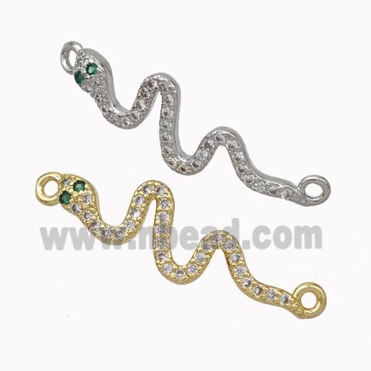 Copper Snake Connector Pave Zirconia Mixed