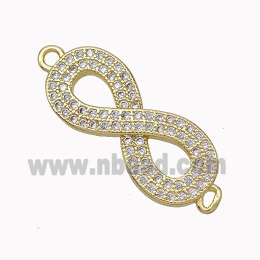 Copper Infinity Connector Micropave Zirconia Gold Plated