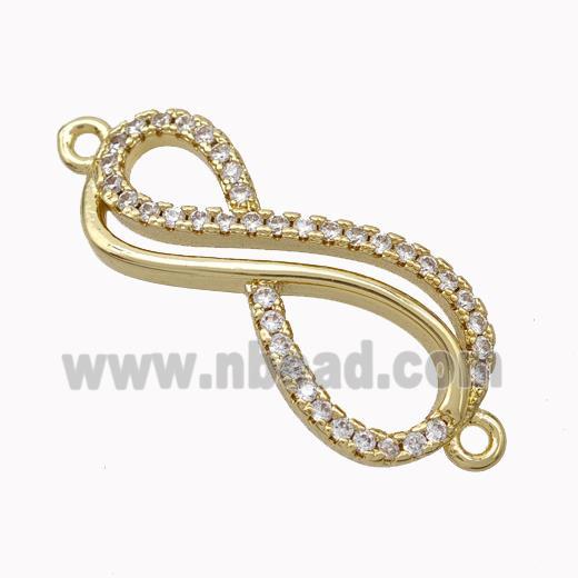 Copper Infinity Connector Micropave Zirconia Gold Plated