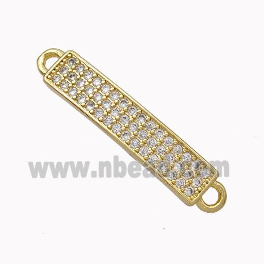 Copper Stick Connector Pave Zirconia Curving Gold Plated