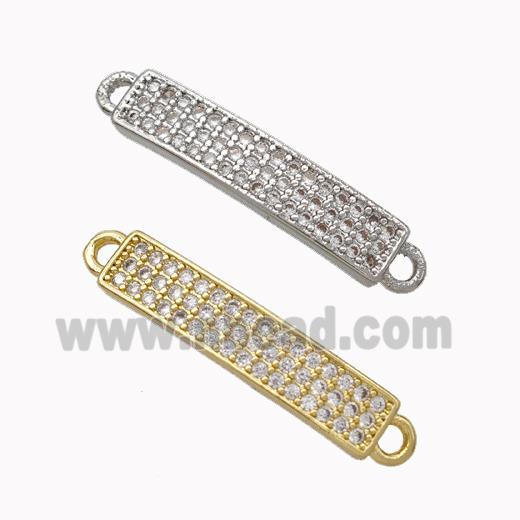 Copper Stick Connector Pave Zirconia Curving Mixed