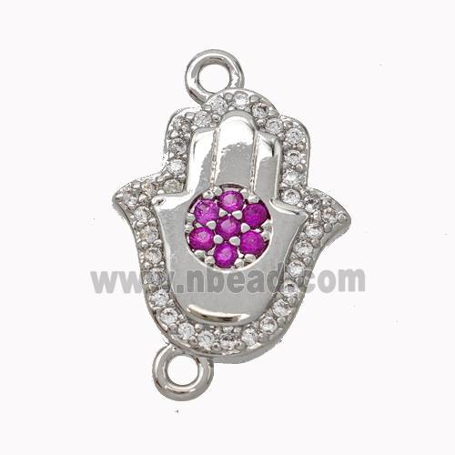 Copper Hamsahand Pendant Micropave Zirconia Platinum Plated