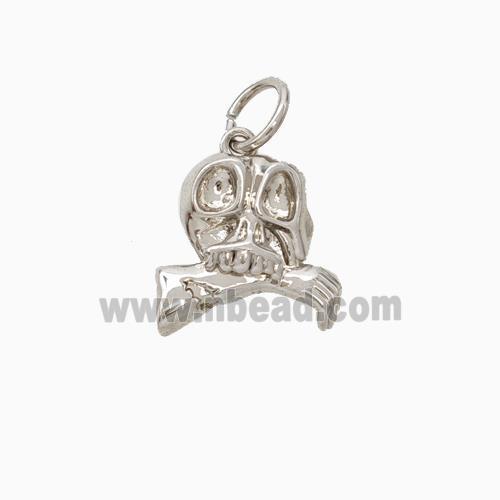 Halloween Zombie Charms Copper Skull Pendant Platinum Plated