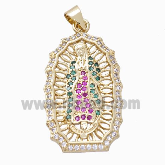 Jesus Charms Copper Pendant Micropave Zirconia Gold Plated