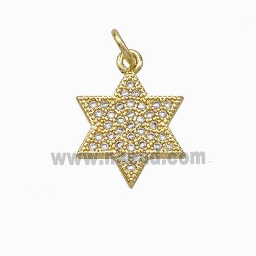 Copper Davidstar Pendant Micropave Zirconia Gold Plated