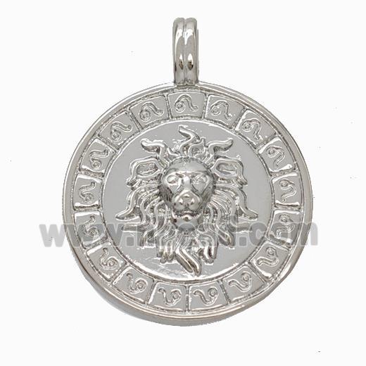 Copper Lion Pendant Platinum Plated