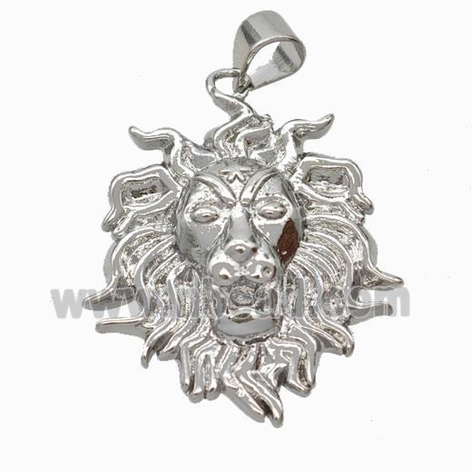 Copper Lion Pendant Platinum Plated