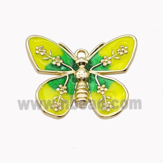 Copper Butterfly Pendant Yellow Enamel Gold Plated