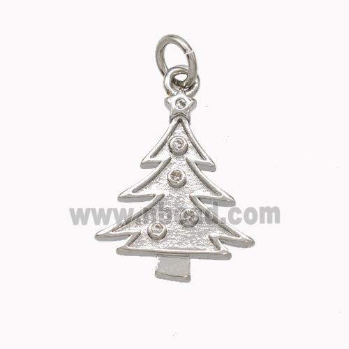 Christmas Tree Charms Copper Pendant Pave Zirconia Platinum Plated