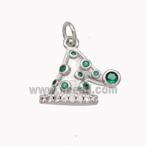 Christmas Hat Charms Copper Pendant Pave Zirconia Platinum Plated