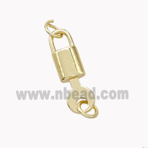 Copper Lock Key Pendant Gold Plated