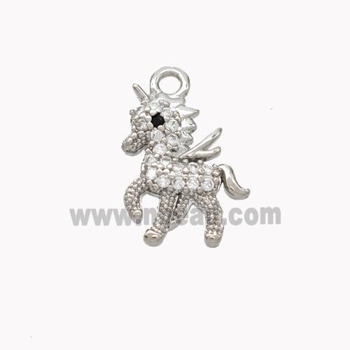 Copper Unicorn Charms Pendant Pave Zirconia Platinum Plated