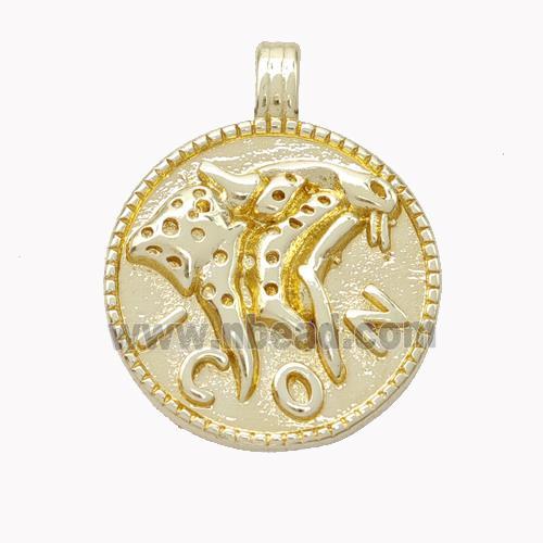 Copper Circle Coin Pendant ICON Gold Plated