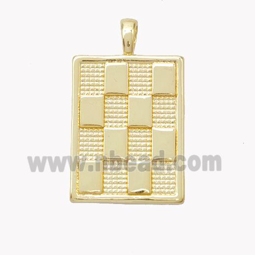 Copper Checker Pendant Rectangle Gold Plated