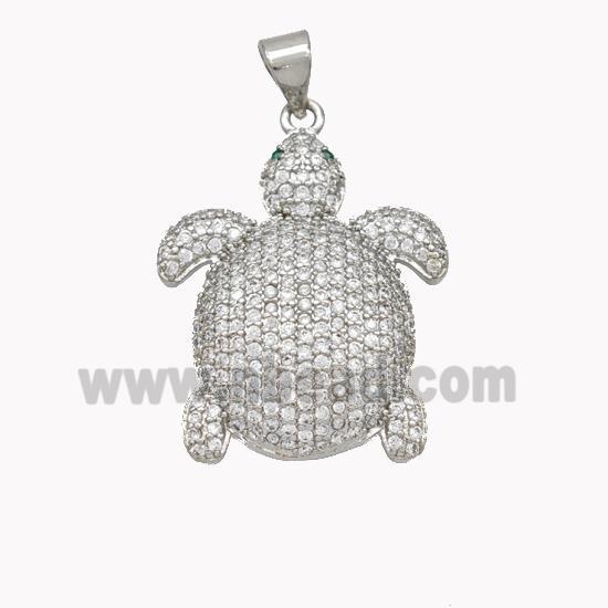 Copper Tortoise Pendant Pave Zirconia Platinum Plated