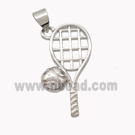 Copper Tennis Racket Pendant Sports Platinum Plated