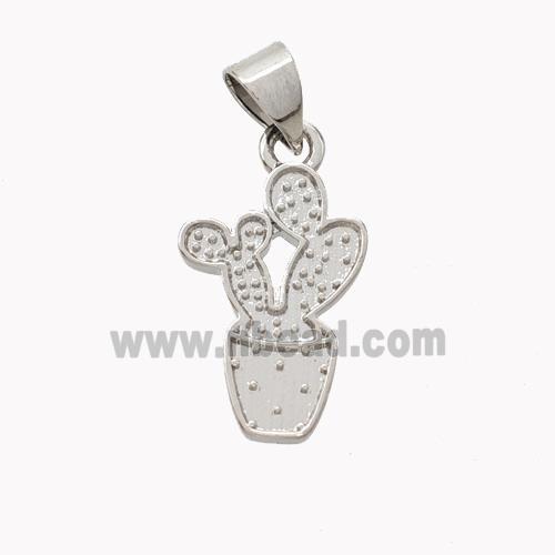 Copper Cactus Pendant Platinum Plated