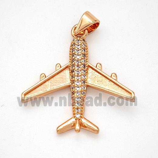 Copper Airplane Pendant Micropave Zirconia Rose Gold