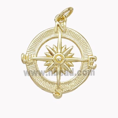 Copper Compass Pendant Gold Plated