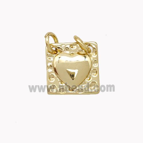 Copper Heart Pendant Square Gold Plated