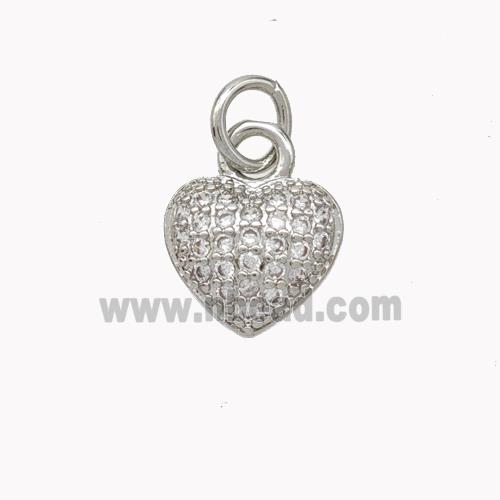 Copper Heart Pendant Micropave Zirconia Platinum Plated